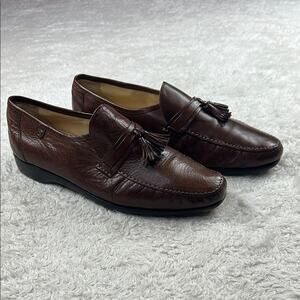 Vintage 80s French Shriner tassel loafers chocolate brown dress shoes, 10.5